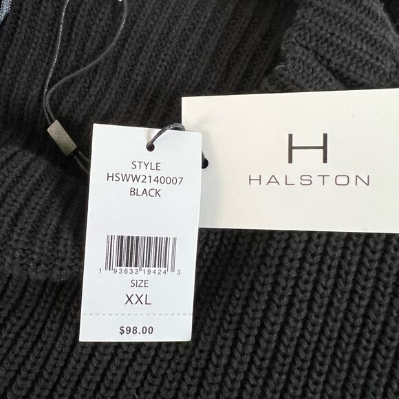 NWT Halston Studio Studio Long Sleeve Mini Sweater Dress Black Ribbed Size XXL - Picture 7 of 11